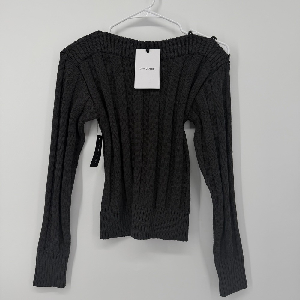 Low Classic Ribbed Boat Neck Sweater Charcoal Gray Women's Small‎ / One Size